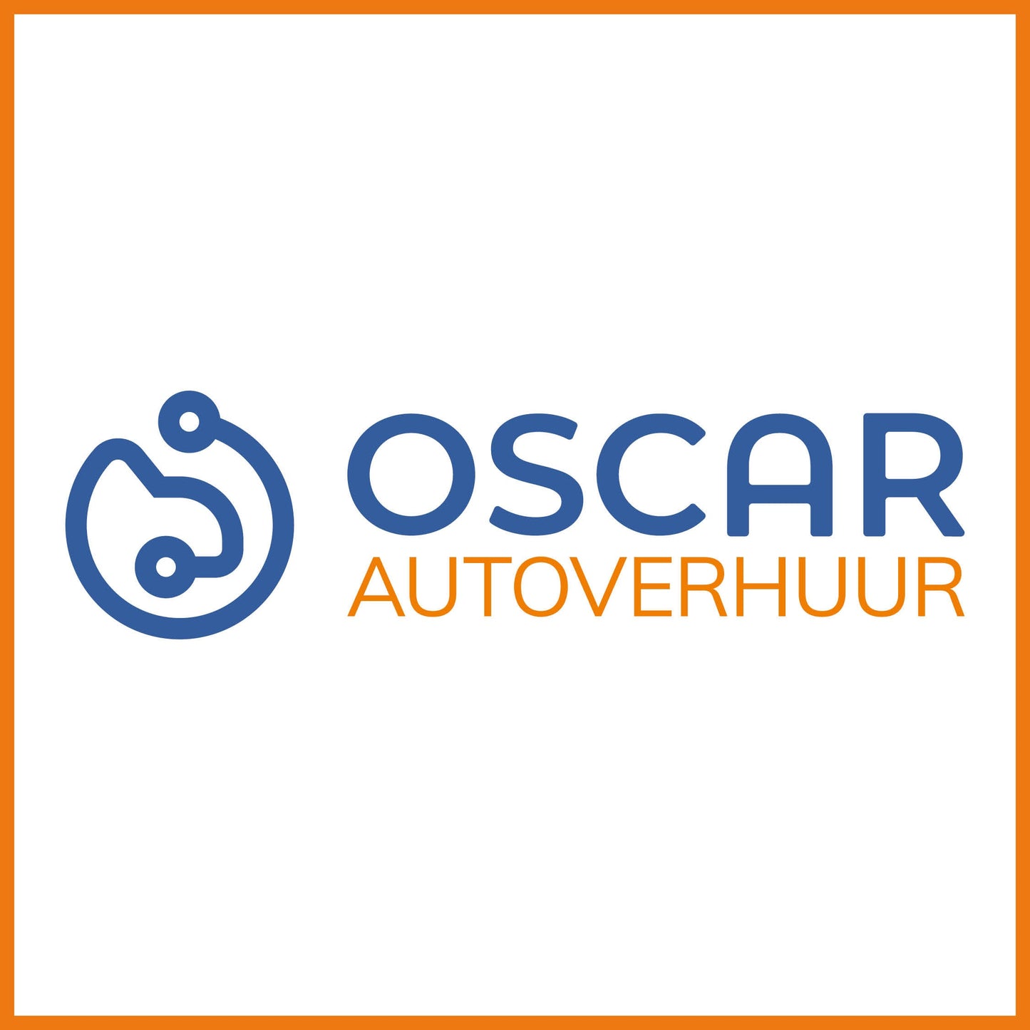 Contoursticker met oranje en blauw logo 300x80